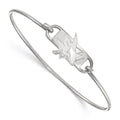 Sterling Silver Rhodium-plated NHL LogoArt San Jose Sharks Small Center 7 inch Wire Bangle