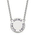 Sterling Silver Rhodium-plated LogoArt Sigma Sigma Sigma Sorority Text Large Color Enamel Pendant 18 inch Necklace