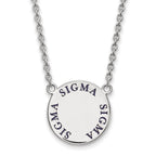 Sterling Silver Rhodium-plated LogoArt Sigma Sigma Sigma Sorority Text Large Color Enamel Pendant 18 inch Necklace