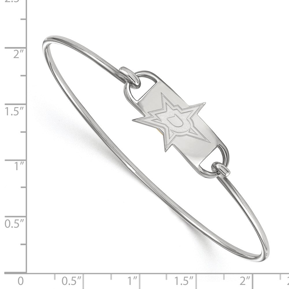 Sterling Silver Rhodium-plated NHL LogoArt Dallas Stars Small Center 7 inch Wire Bangle