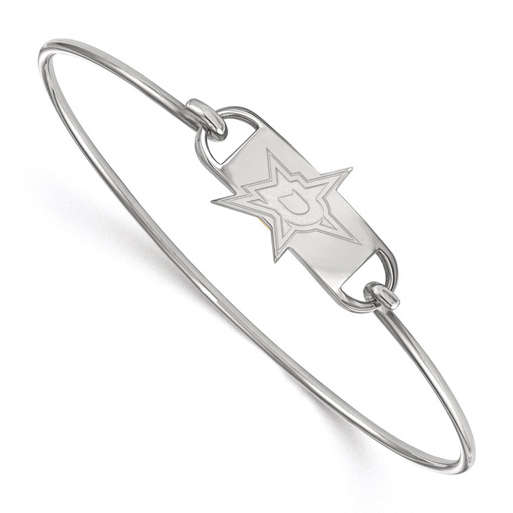 Sterling Silver Rhodium-plated NHL LogoArt Dallas Stars Small Center 7 inch Wire Bangle