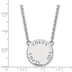 Sterling Silver Rhodium-plated LogoArt Theta Phi Alpha Sorority Text Large Color Enamel Pendant 18 inch Necklace