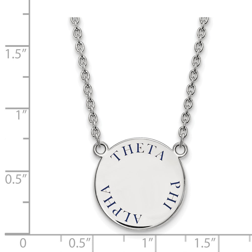 Sterling Silver Rhodium-plated LogoArt Theta Phi Alpha Sorority Text Large Color Enamel Pendant 18 inch Necklace