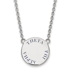 Sterling Silver Rhodium-plated LogoArt Theta Phi Alpha Sorority Text Large Color Enamel Pendant 18 inch Necklace