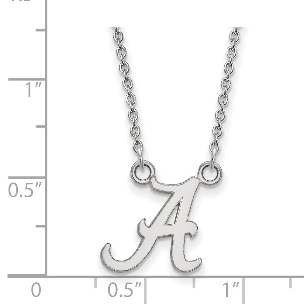 Sterling Silver Rhodium-plated LogoArt University of Alabama Letter A Small Pendant 18 inch Necklace