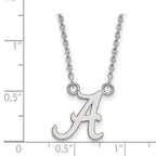 Sterling Silver Rhodium-plated LogoArt University of Alabama Letter A Small Pendant 18 inch Necklace