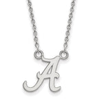 10k White Gold LogoArt University of Alabama Letter A Small Pendant 18 inch Necklace