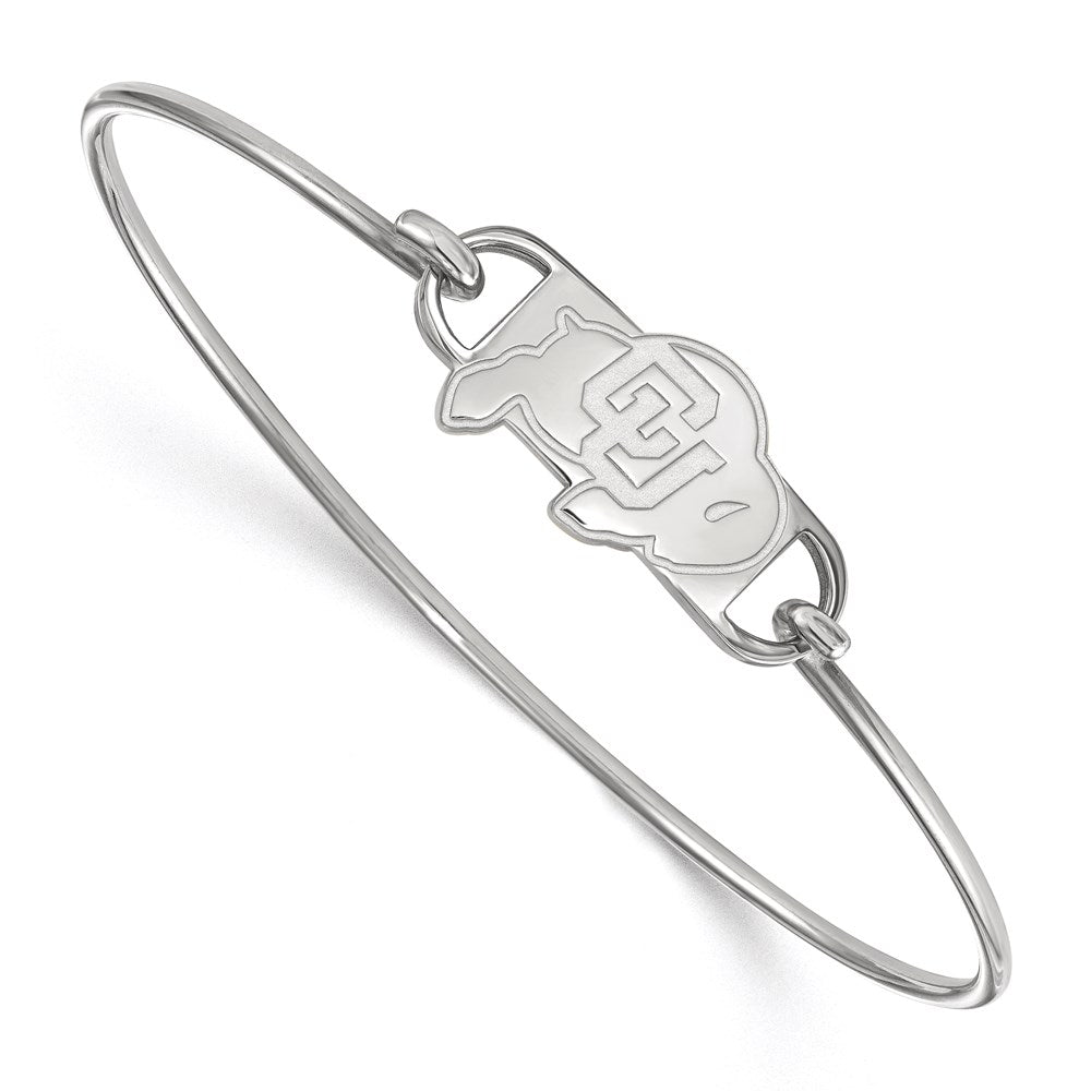 Sterling Silver Rhodium-plated LogoArt University of Colorado Buffalo Small Center 7 inch Wire Bangle