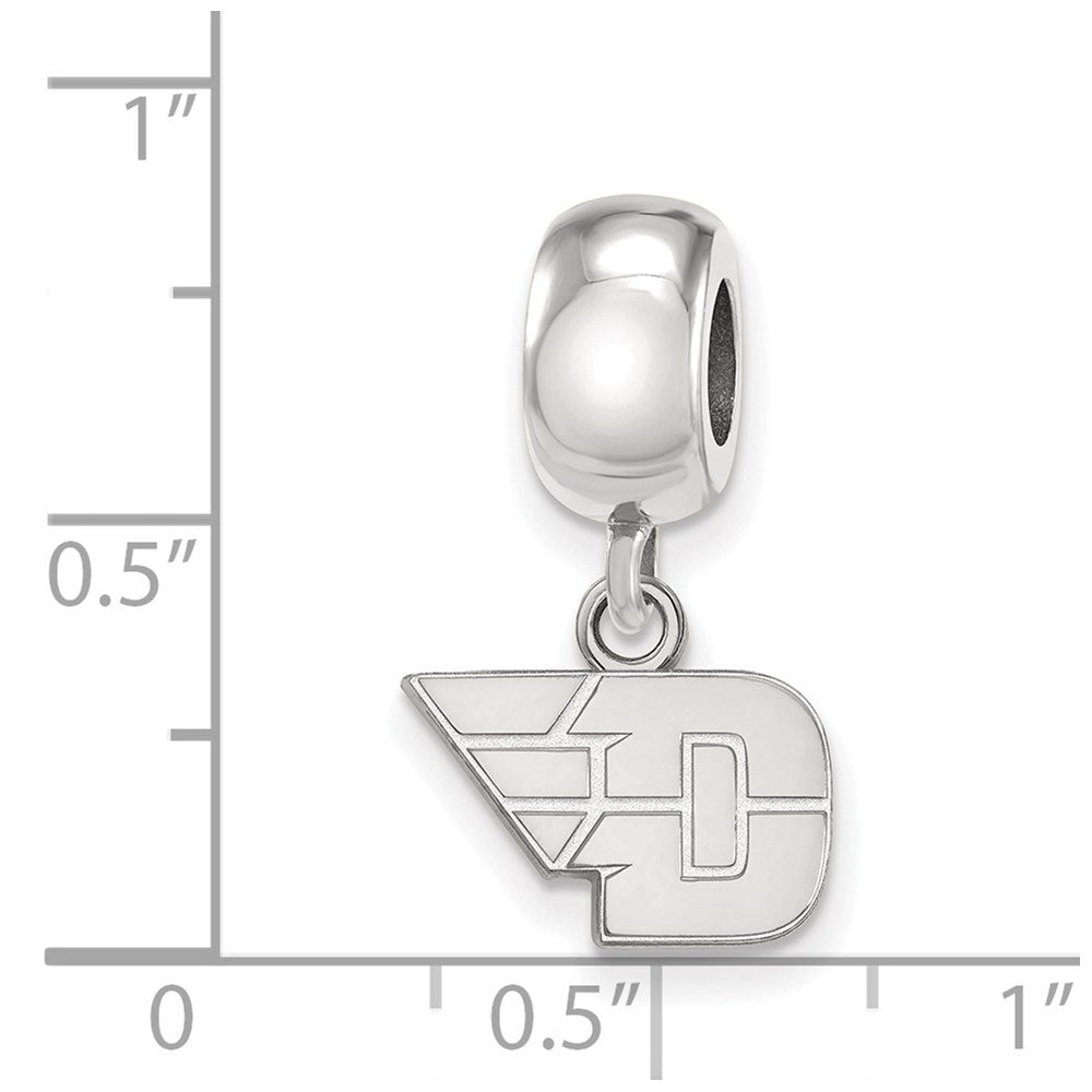 Sterling Silver Rhodium-plated LogoArt University of Dayton Extra Small Dangle Bead Charm