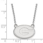 10k White Gold LogoArt University of Georgia Letter G Small Pendant 18 inch Necklace
