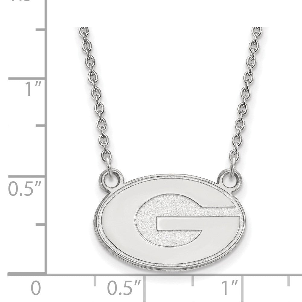 10k White Gold LogoArt University of Georgia Letter G Small Pendant 18 inch Necklace