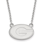 14k White Gold LogoArt University of Georgia Letter G Small Pendant 18 inch Necklace