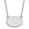 10k White Gold LogoArt University of Georgia Letter G Small Pendant 18 inch Necklace