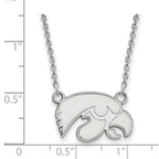 10k White Gold LogoArt University of Iowa Hawk Small Pendant 18 inch Necklace