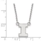 14k White Gold LogoArt University of Illinois Letter I Small Pendant 18 inch Necklace