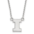 Sterling Silver Rhodium-plated LogoArt University of Illinois Letter I Small Pendant 18 inch Necklace