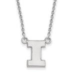 Sterling Silver Rhodium-plated LogoArt University of Illinois Letter I Small Pendant 18 inch Necklace