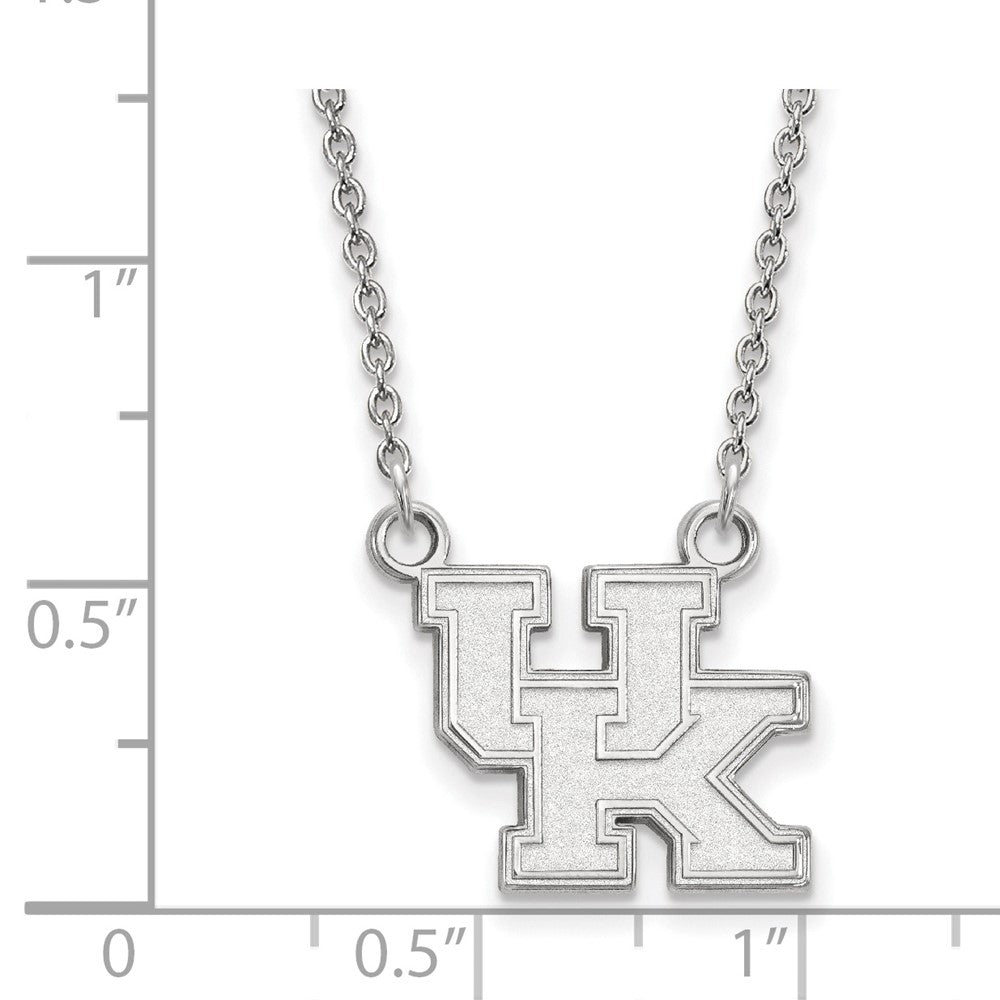 Sterling Silver Rhodium-plated LogoArt University of Kentucky U-K Small Pendant 18 inch Necklace
