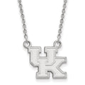 14k White Gold LogoArt University of Kentucky U-K Small Pendant 18 inch Necklace