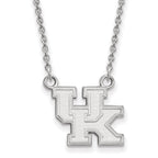 14k White Gold LogoArt University of Kentucky U-K Small Pendant 18 inch Necklace