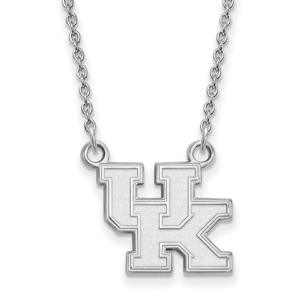 Sterling Silver Rhodium-plated LogoArt University of Kentucky U-K Small Pendant 18 inch Necklace