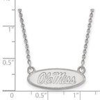 14k White Gold LogoArt University of Mississippi Ole Miss Small Oval Pendant 18 inch Necklace