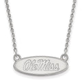 Sterling Silver Rhodium-plated LogoArt University of Mississippi Ole Miss Small Oval Pendant 18 inch Necklace
