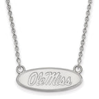 Sterling Silver Rhodium-plated LogoArt University of Mississippi Ole Miss Small Oval Pendant 18 inch Necklace
