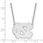 Sterling Silver Rhodium-plated LogoArt University of North Carolina N-C Large Pendant 18 inch Necklace