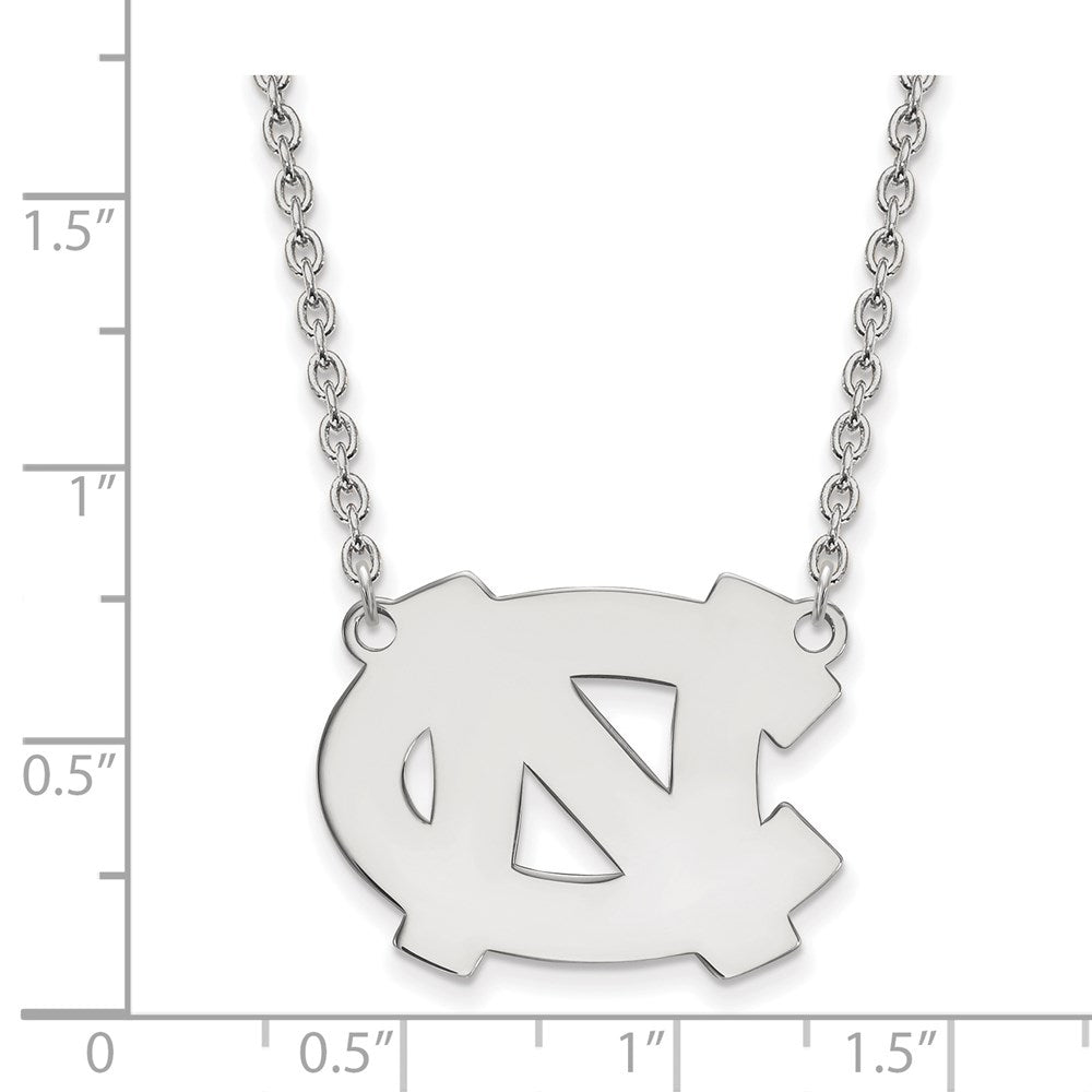 Sterling Silver Rhodium-plated LogoArt University of North Carolina N-C Large Pendant 18 inch Necklace