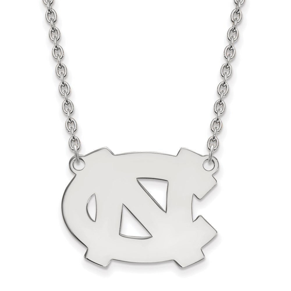 Sterling Silver Rhodium-plated LogoArt University of North Carolina N-C Large Pendant 18 inch Necklace