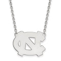 Sterling Silver Rhodium-plated LogoArt University of North Carolina N-C Large Pendant 18 inch Necklace