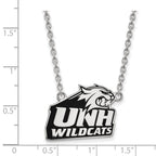 Sterling Silver Rhodium-plated LogoArt University of New Hampshire Large Enameled Pendant 18 inch Necklace