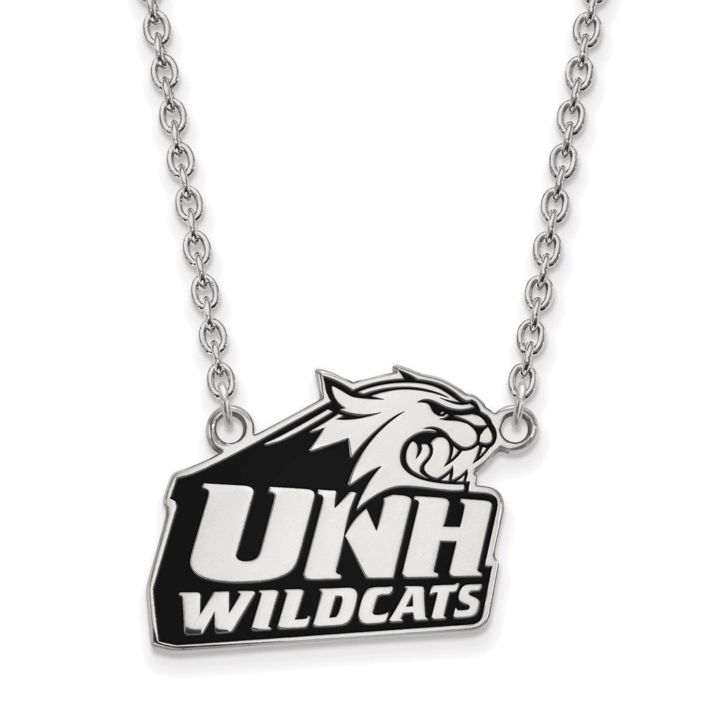 Sterling Silver Rhodium-plated LogoArt University of New Hampshire Large Enameled Pendant 18 inch Necklace