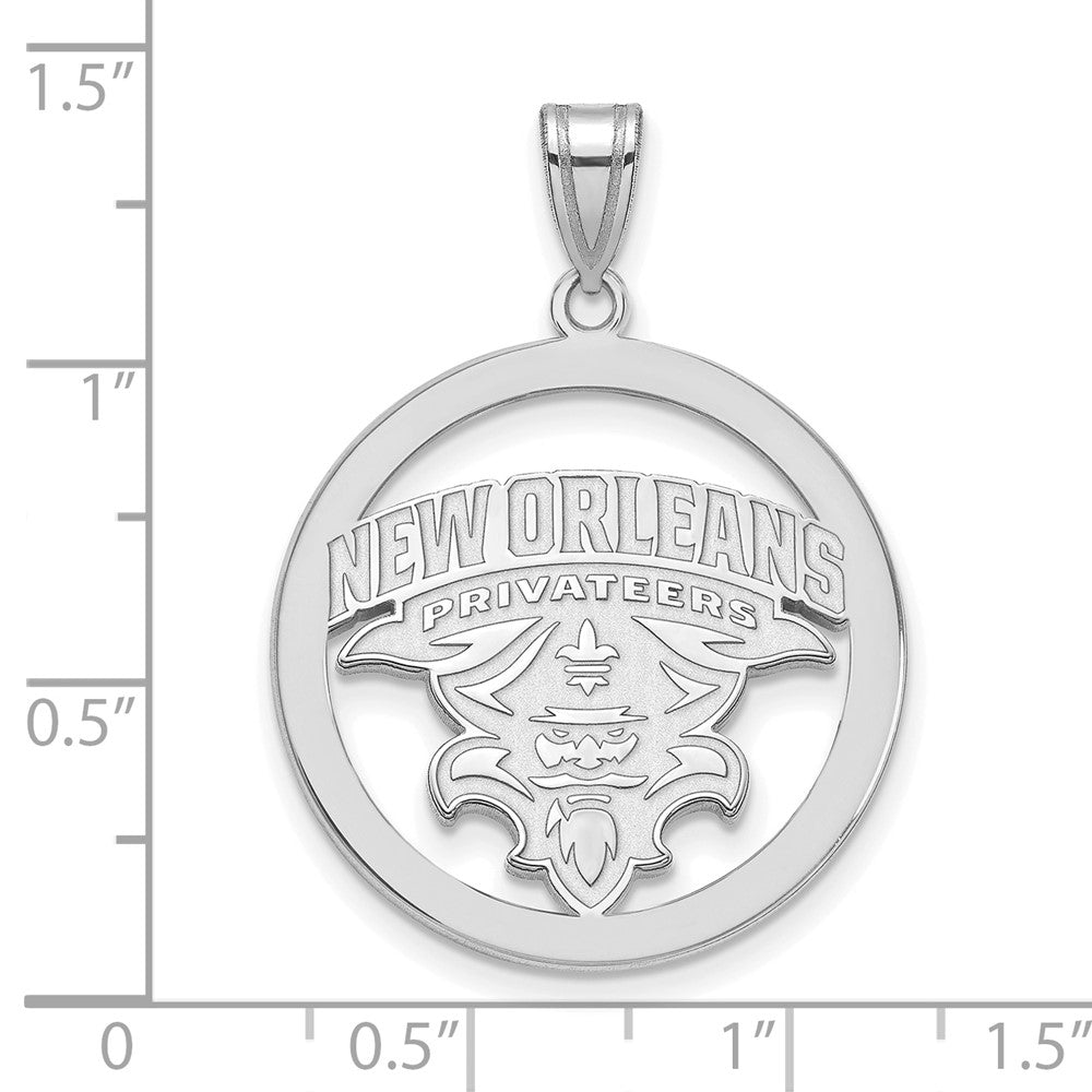 Sterling Silver Rhodium-plated LogoArt University of New Orleans U-N-O Extra Large Circle Pendant