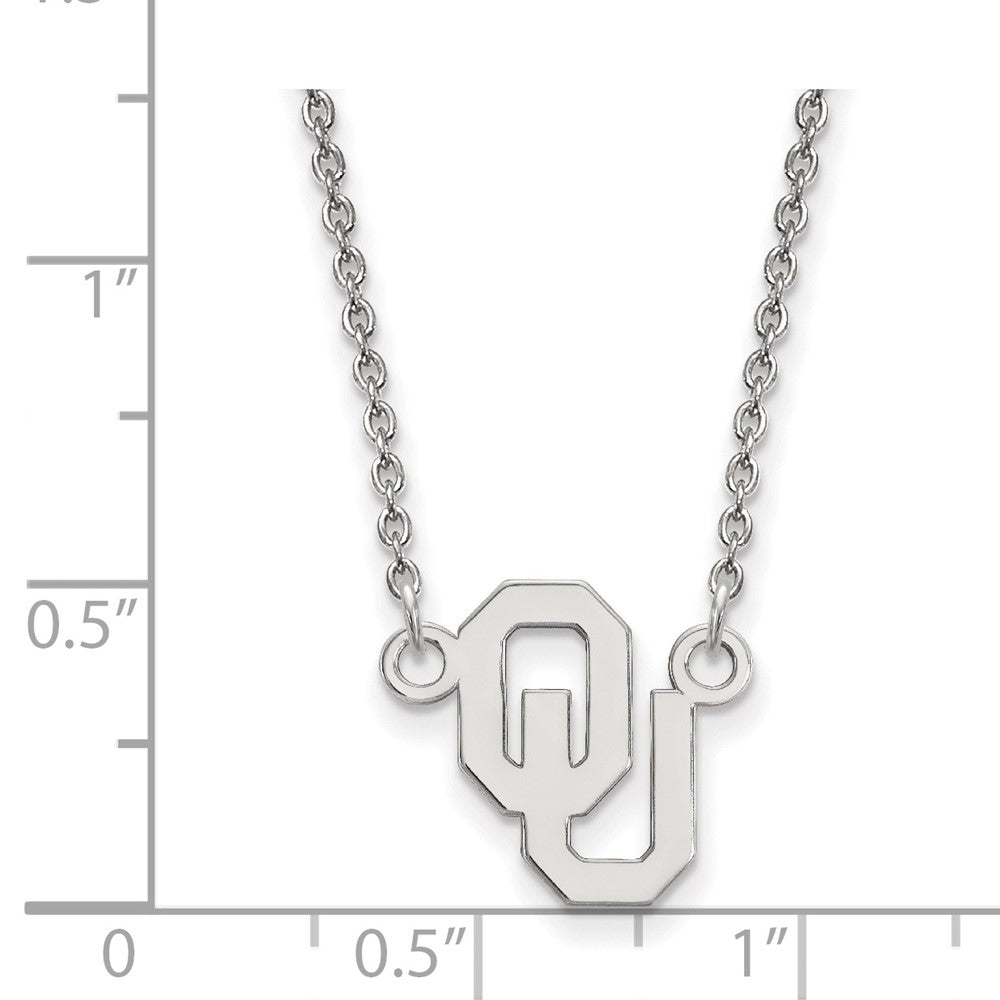 Sterling Silver Rhodium-plated LogoArt University of Oklahoma O-U Small Pendant 18 inch Necklace