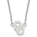 Sterling Silver Rhodium-plated LogoArt University of Oklahoma O-U Small Pendant 18 inch Necklace