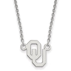 Sterling Silver Rhodium-plated LogoArt University of Oklahoma O-U Small Pendant 18 inch Necklace