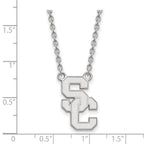Sterling Silver Rhodium-plated University of Southern California S-C Large Pendant 18 inch Necklace