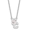 Sterling Silver Rhodium-plated University of Southern California S-C Large Pendant 18 inch Necklace