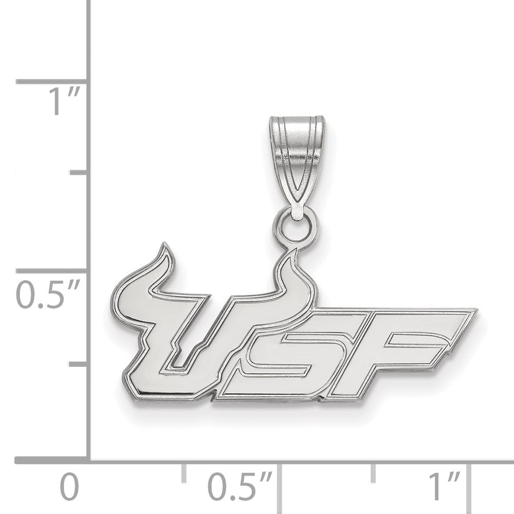 Sterling Silver Rhodium-plated LogoArt University of South Florida U-S-F Medium Pendant
