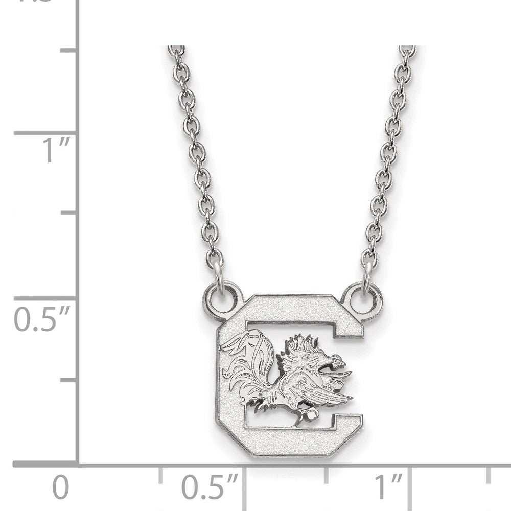 14k White Gold LogoArt University of South Carolina Small Pendant 18 inch Necklace