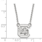 10k White Gold LogoArt University of South Carolina Small Pendant 18 inch Necklace