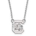 14k White Gold LogoArt University of South Carolina Small Pendant 18 inch Necklace