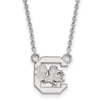 10k White Gold LogoArt University of South Carolina Small Pendant 18 inch Necklace