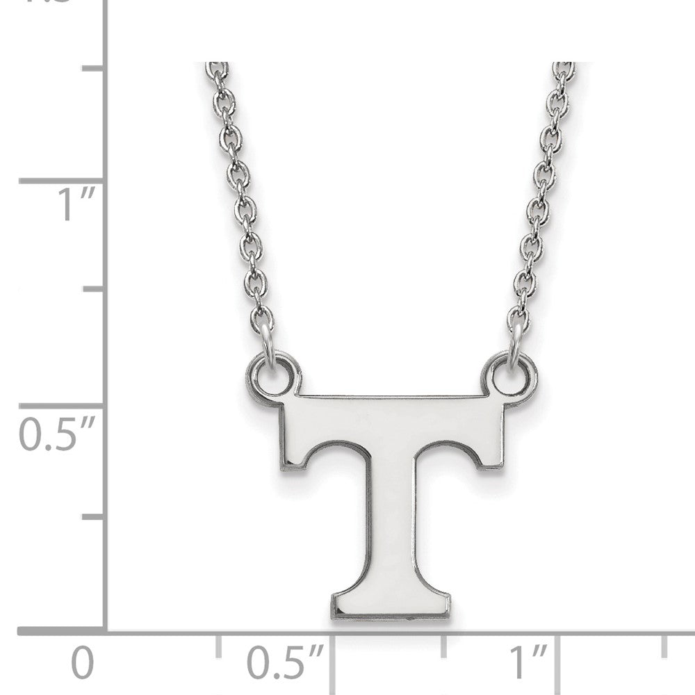 14k White Gold LogoArt University of Tennessee Letter T Small Pendant 18 inch Necklace