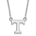 10k White Gold LogoArt University of Tennessee Letter T Small Pendant 18 inch Necklace