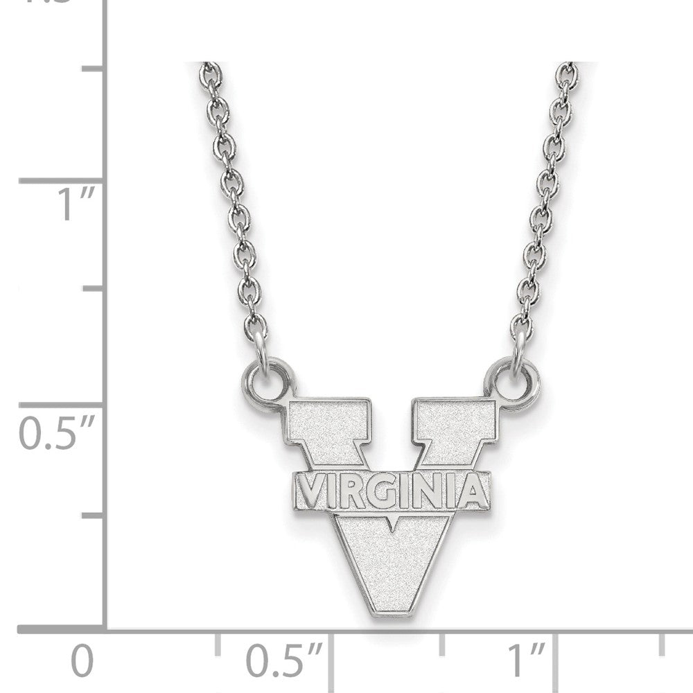10k White Gold LogoArt University of Virginia Small Pendant 18 inch Necklace