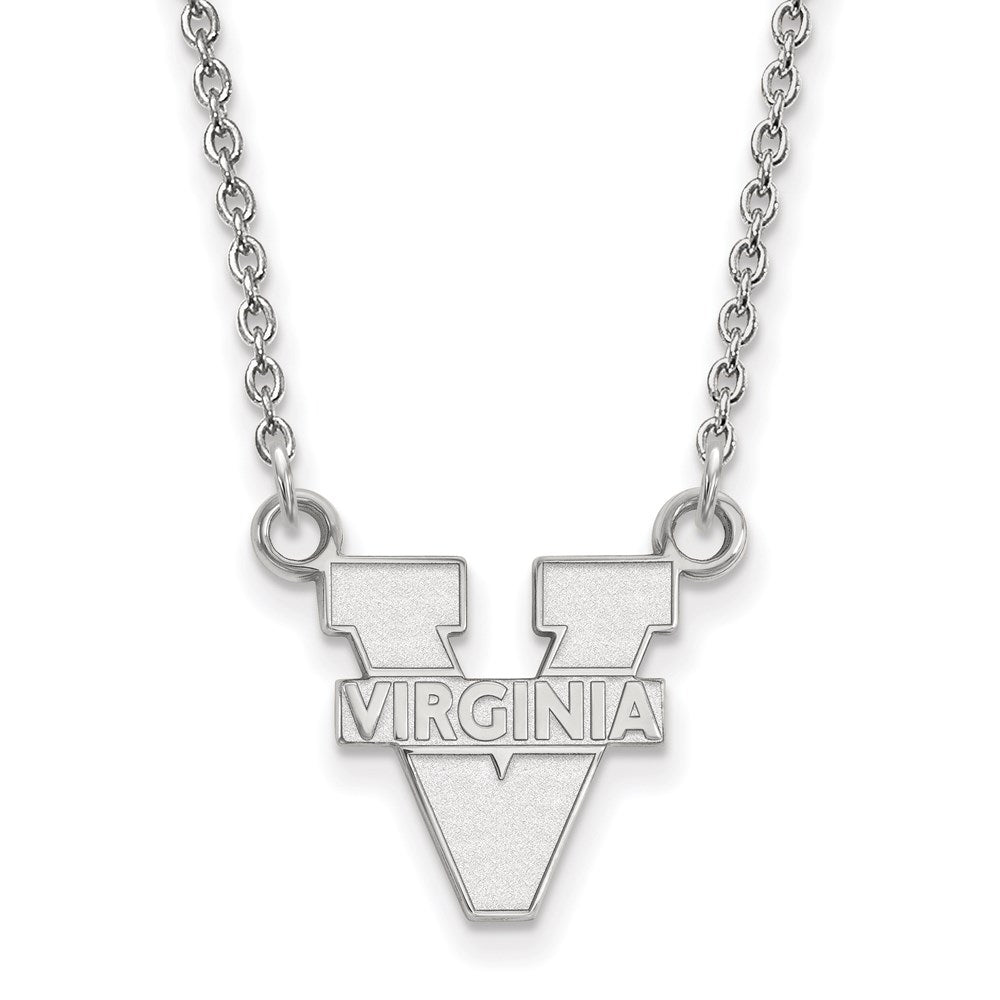 10k White Gold LogoArt University of Virginia Small Pendant 18 inch Necklace