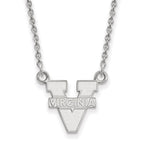 10k White Gold LogoArt University of Virginia Small Pendant 18 inch Necklace